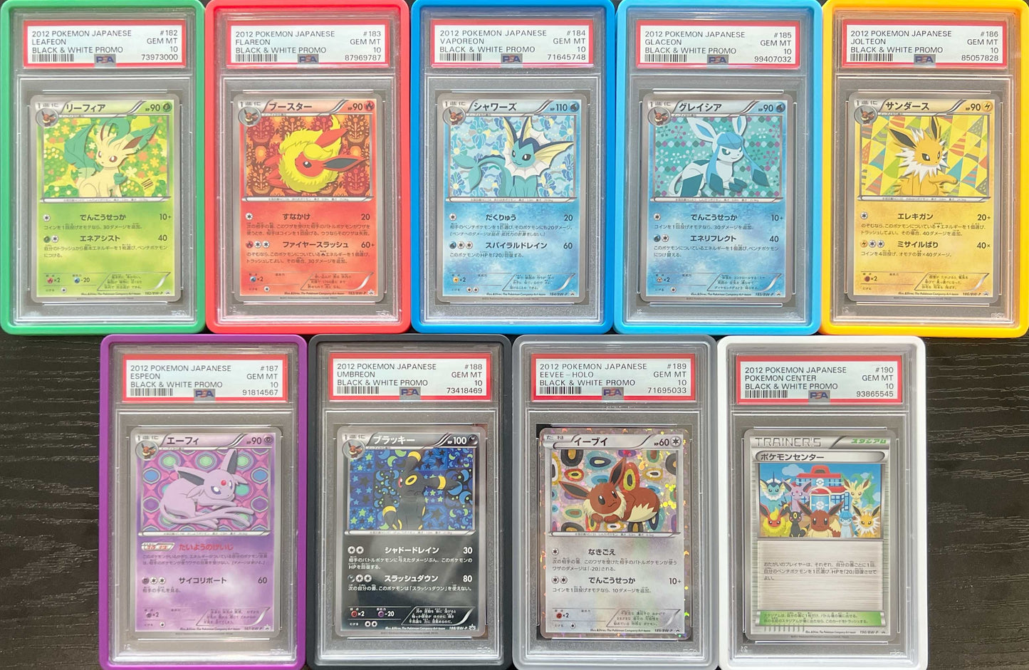 Complete Set of 2012 Eeveelution Black & White Promos - Japanese - PSA10