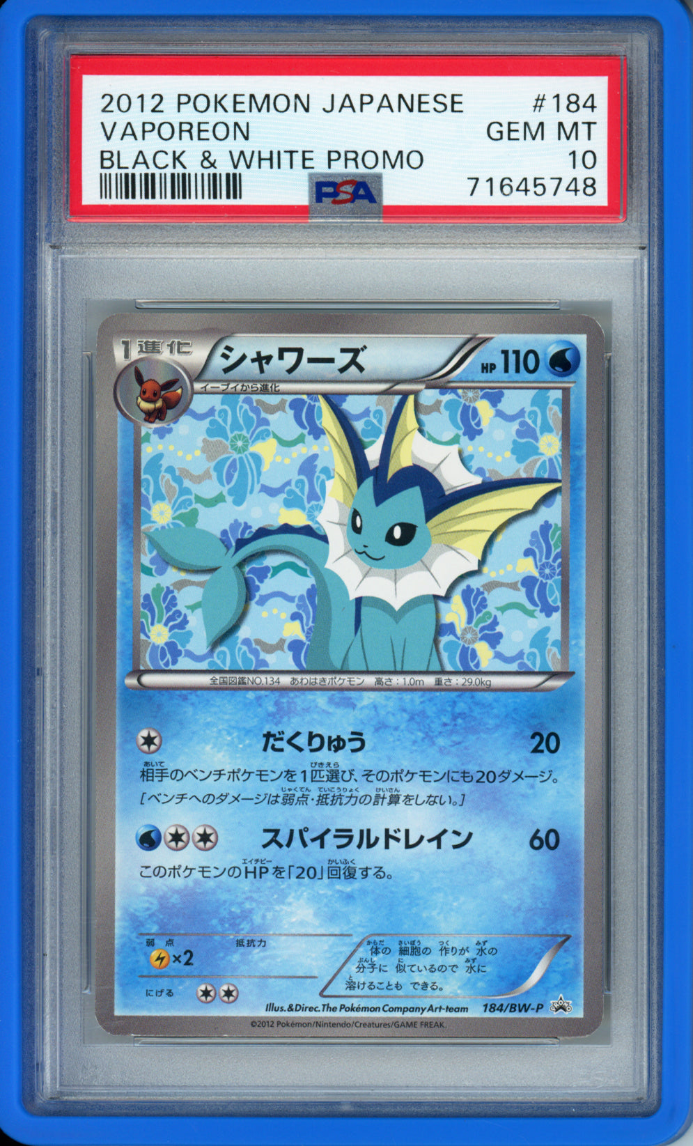 Complete Set of 2012 Eeveelution Black & White Promos - Japanese - PSA10