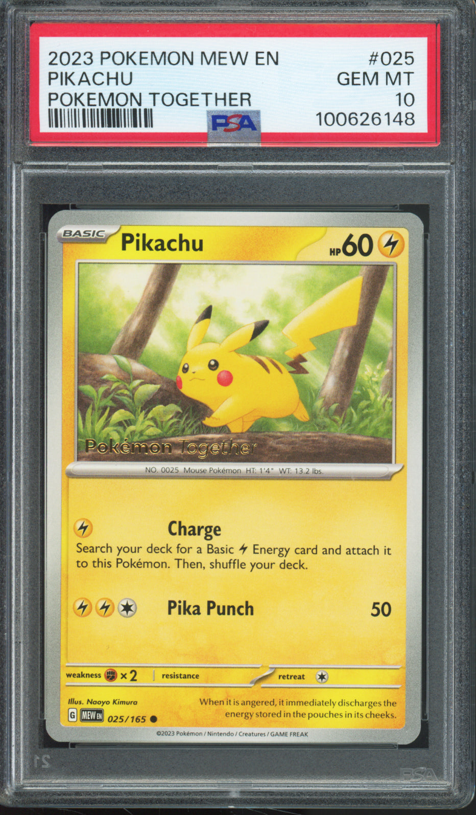Pikachu (Stamped) - 2023 Pokemon 151 - Pokemon Together - #025/165 - PSA10