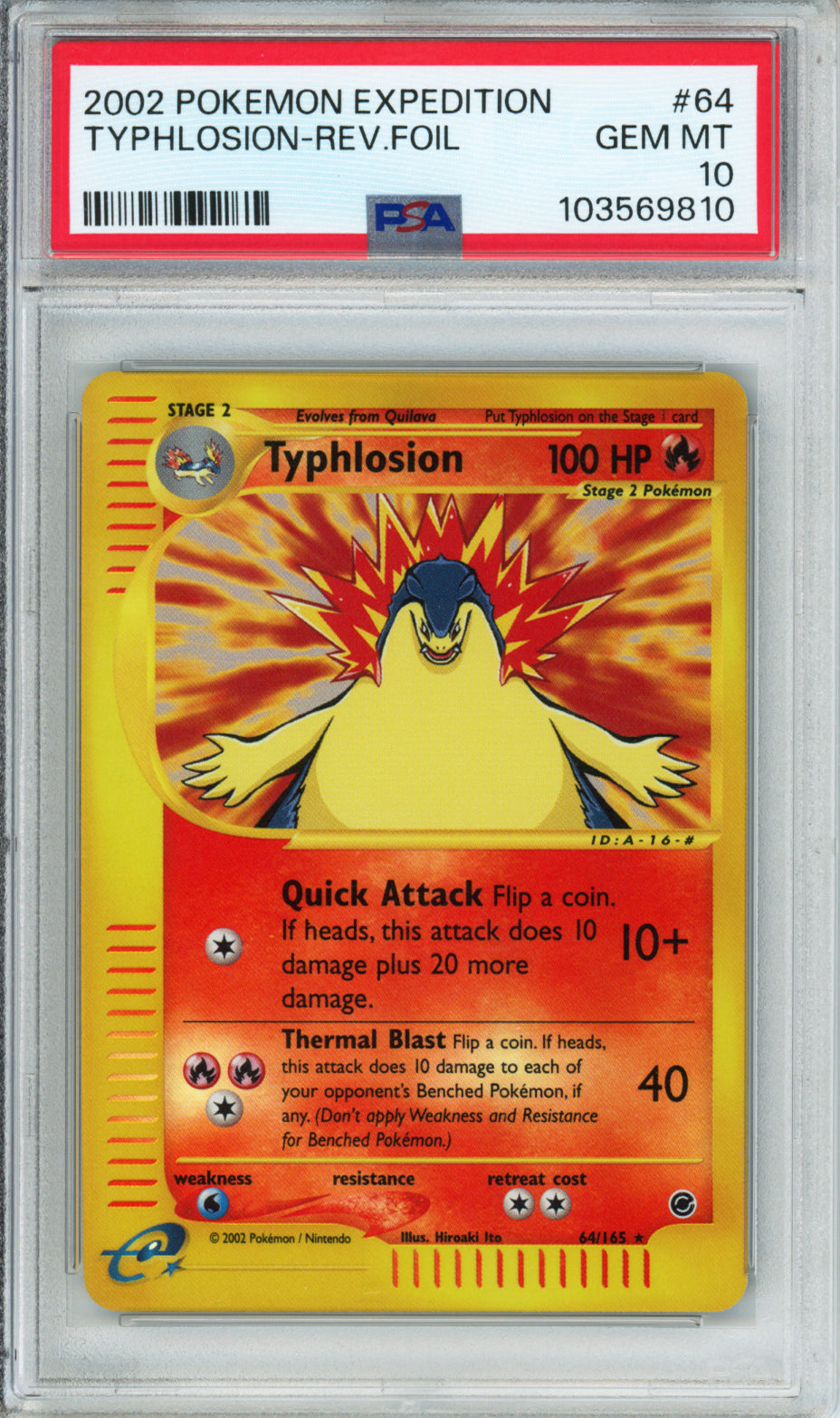 Typhlosion (Reverse Foil) - 2002 Expedition - #64/165 - PSA10
