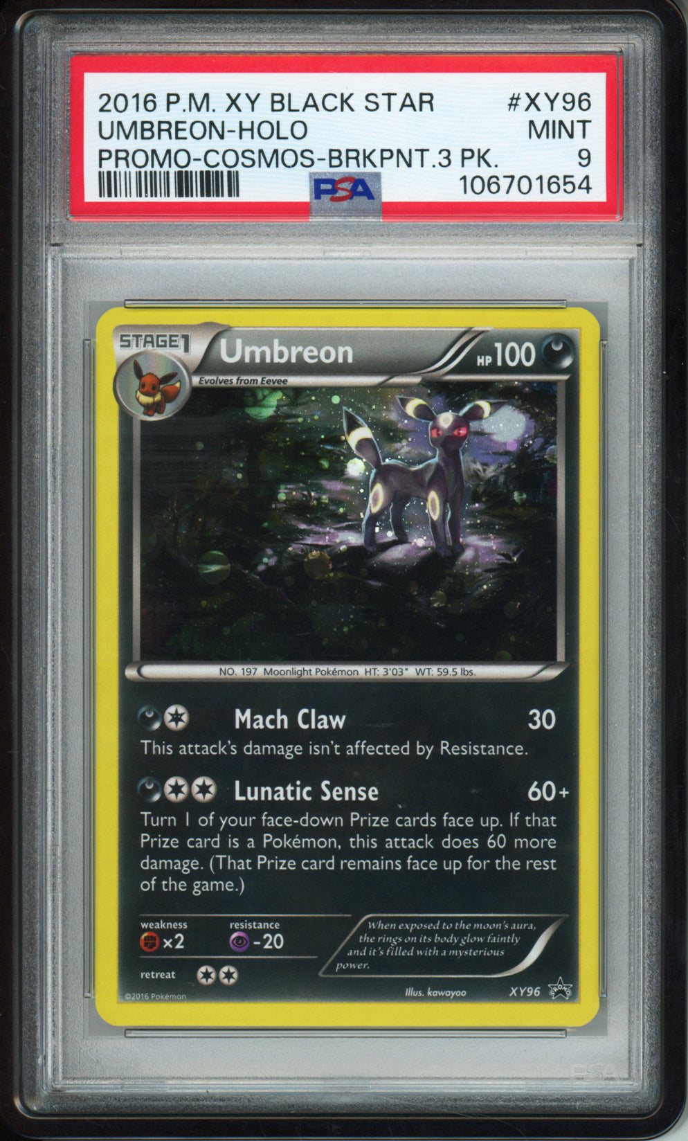 Umbreon (Cosmos Holo) - 2016 Black Star Promo - Breakpoint 3 Pack Blisters - #XY96 - PSA9