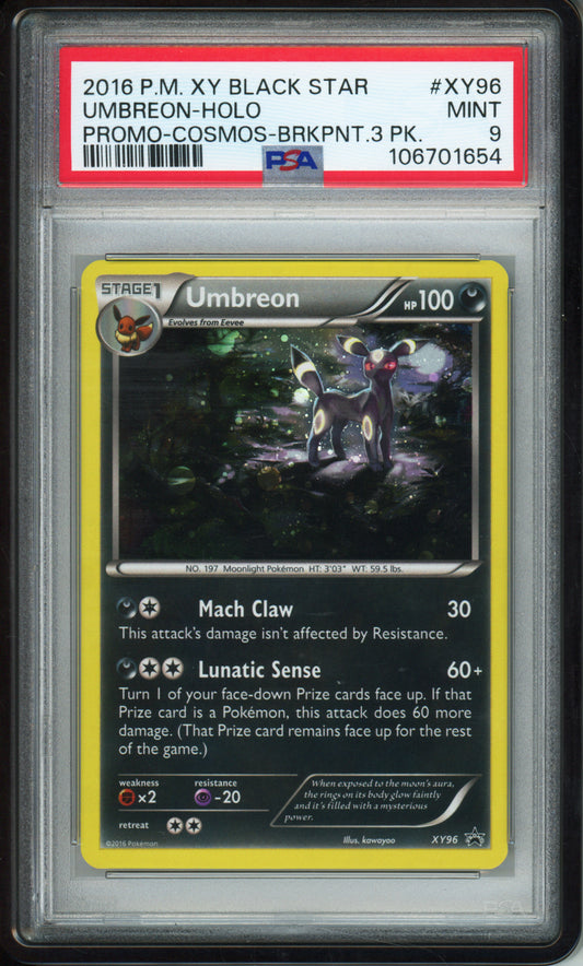 Umbreon (Cosmos Holo) - 2016 Black Star Promo - Breakpoint 3 Pack Blisters - #XY96 - PSA9