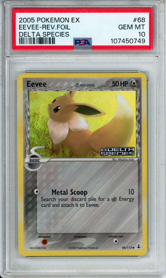 Eevee (Reverse Foil) - 2005 EX Delta Species - #68/113 - PSA10