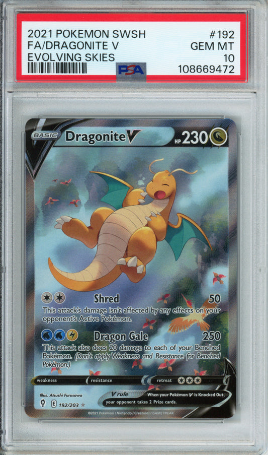 Dragonite V (Full Art) - 2021 Evolving Skies - #192/203 - PSA10