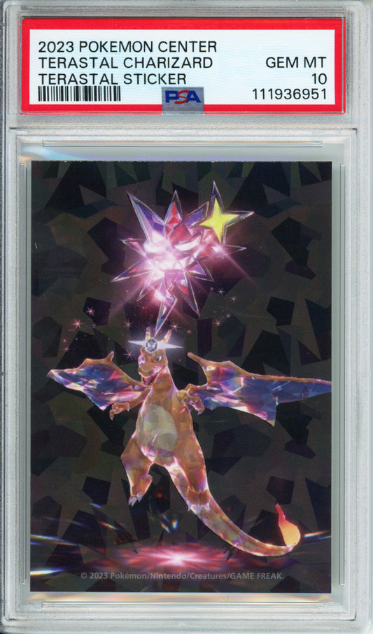 Terastal Charizard - 2023 Pokemon Center - Terastal Sticker - PSA10