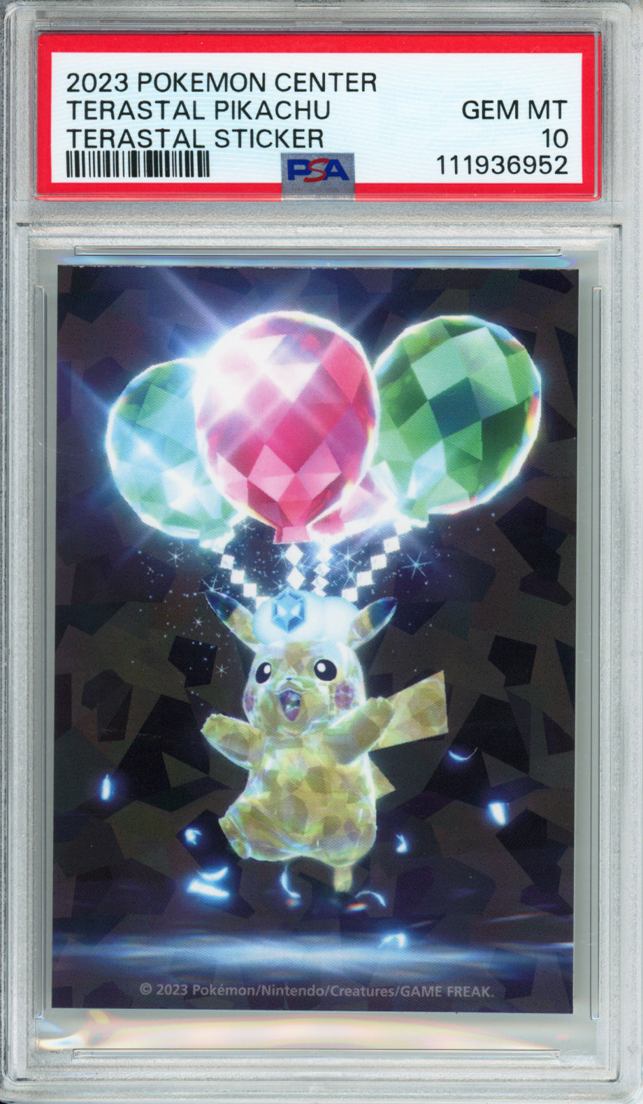 Terastal Pikachu - 2023 Pokemon Center - Terastal Sticker - PSA10