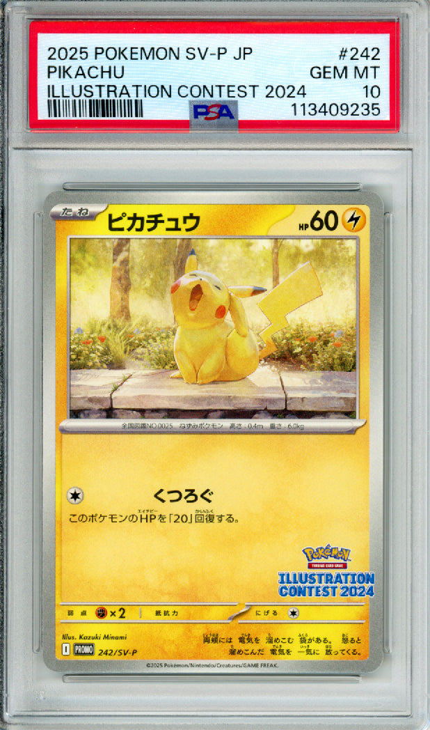 Pikachu - 2025 Japanese Promo - Illustration Contest 2024 - #242/SV-P - PSA10