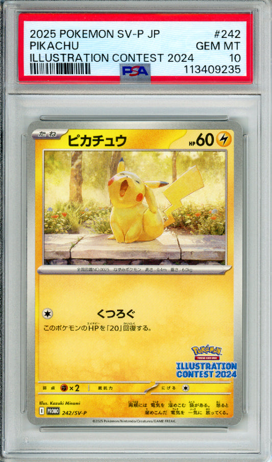 Pikachu - 2025 Japanese Promo - Illustration Contest 2024 - #242/SV-P - PSA10