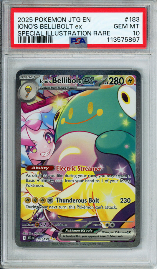 Iono's Bellibolt ex (Special Illustration Rare) - 2025 Journey Together - #183/159 - PSA10