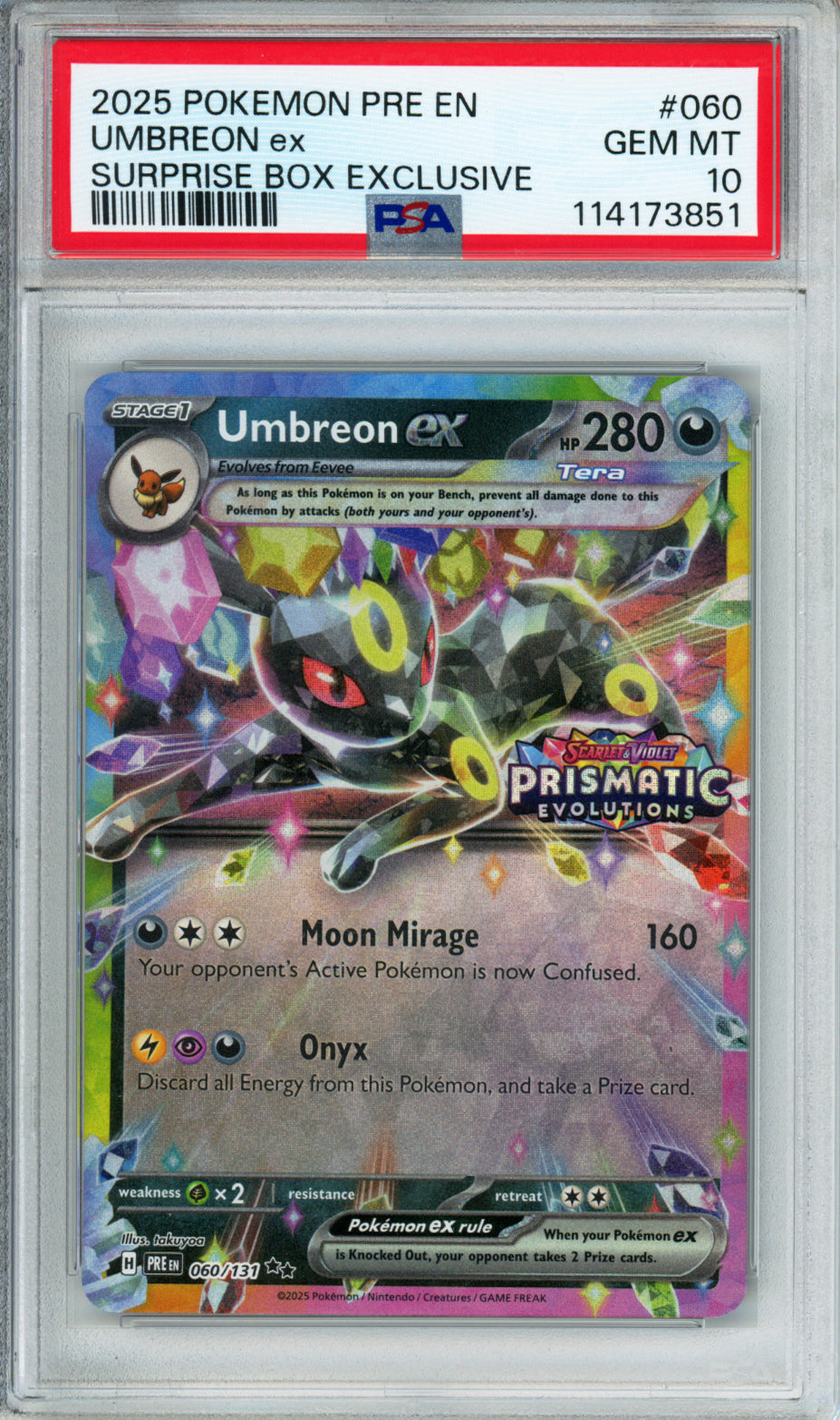 Umbreon ex (Stamped) - 2025 Prismatic Evolutions - Surprise Box Exclusive - #060/131 - PSA10