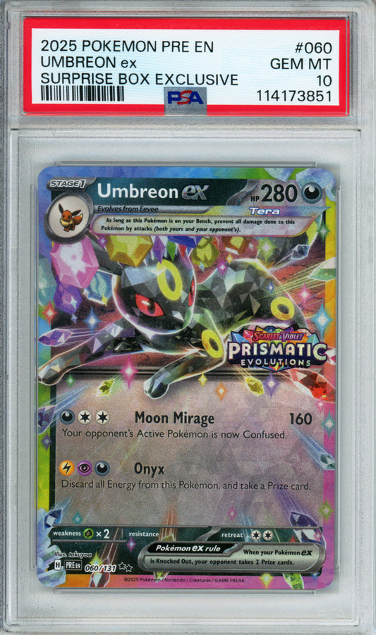Umbreon ex (Stamped) - 2025 Prismatic Evolutions - Surprise Box Exclusive - #060/131 - PSA10