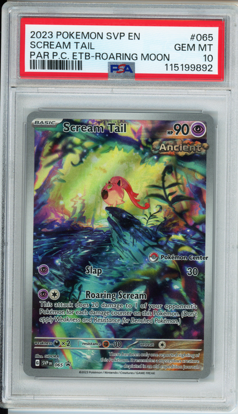 Scream Tail - 2023 Black Star Promo - Paradox Rift Pokemon Center ETB - #065 - PSA10