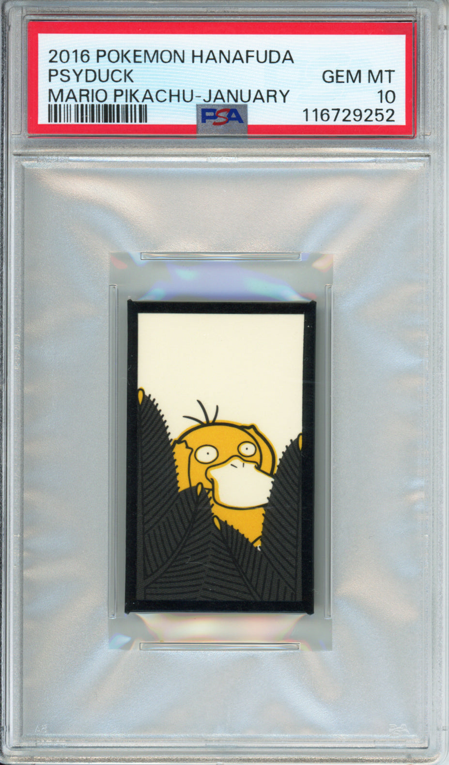 Psyduck - 2016 Pokemon Hanafuda - Mario Pikachu-January - PSA10