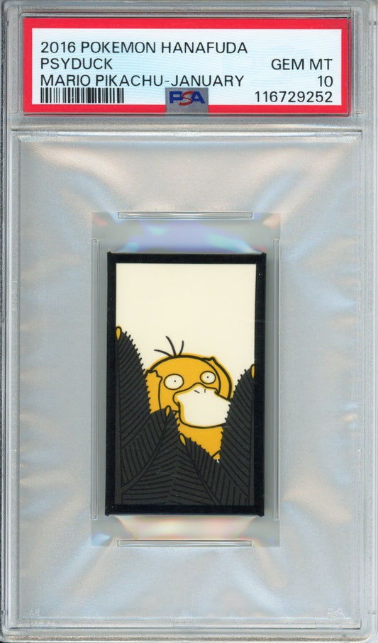 Psyduck - 2016 Pokemon Hanafuda - Mario Pikachu-January - PSA10