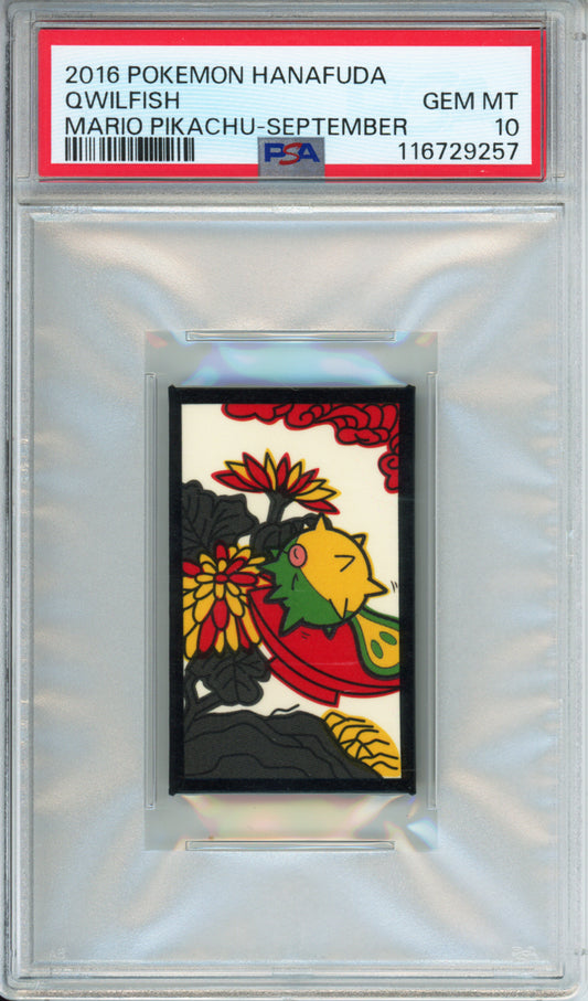 Qwilfish - 2016 Pokemon Hanafuda - Mario Pikachu-September - PSA10