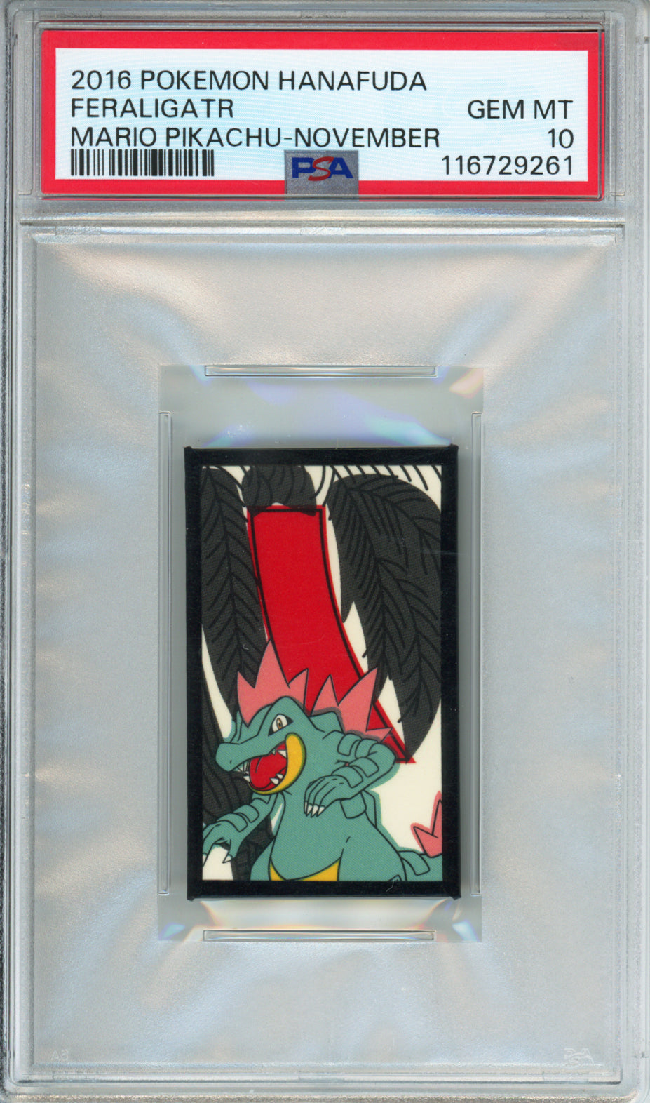 Feraligatr - 2016 Pokemon Hanafuda - Mario Pikachu-November - PSA10
