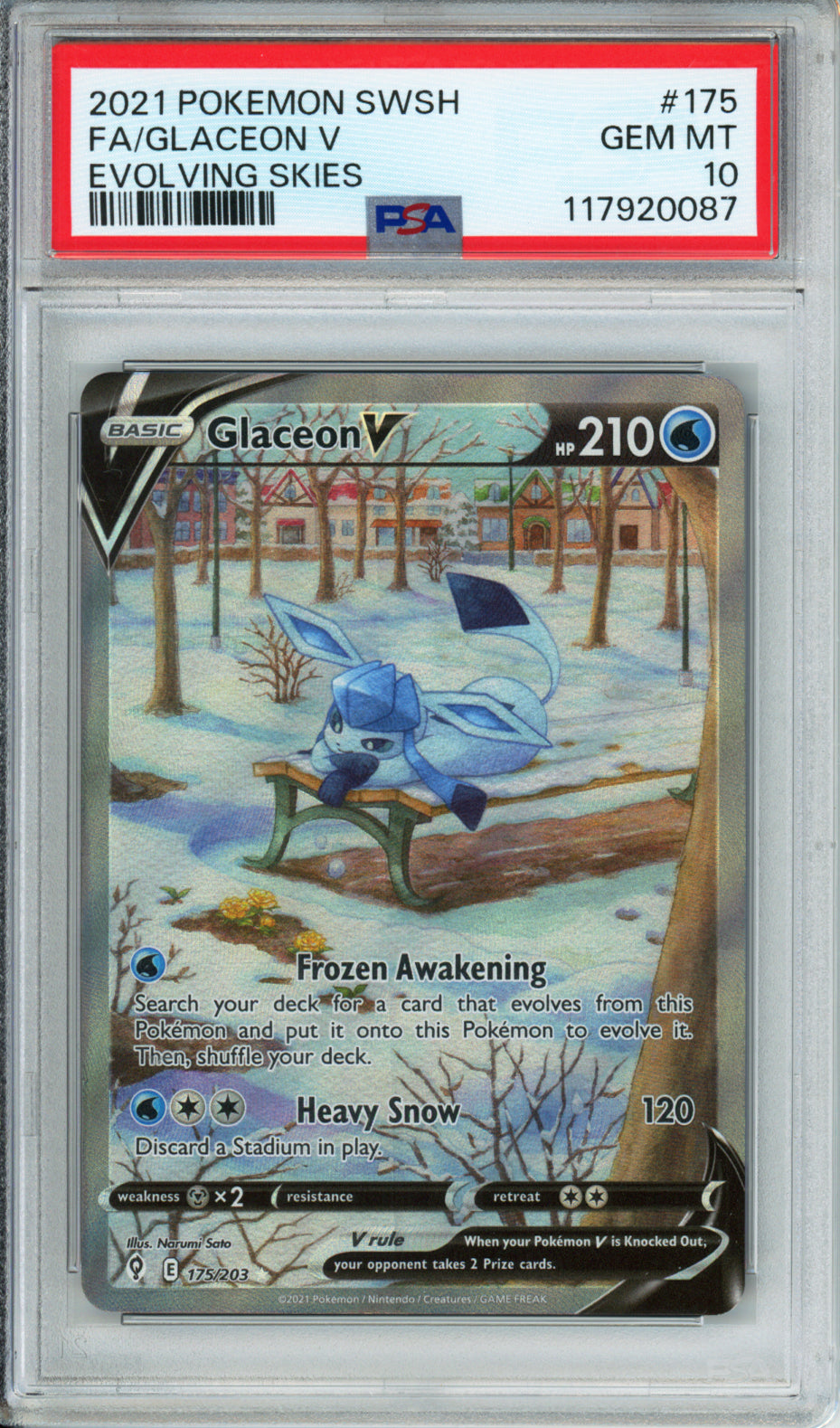 Glaceon V (Full Art) - 2021 Evolving Skies - #175/203 - PSA10
