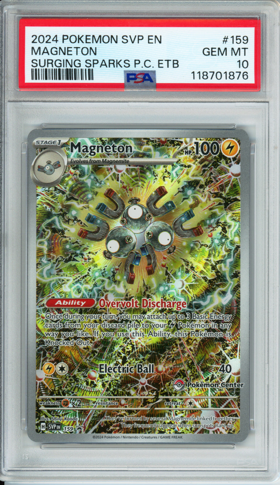 Magneton - 2024 Black Star Promo - Surging Sparks Pokemon Center ETB - #159 - PSA10
