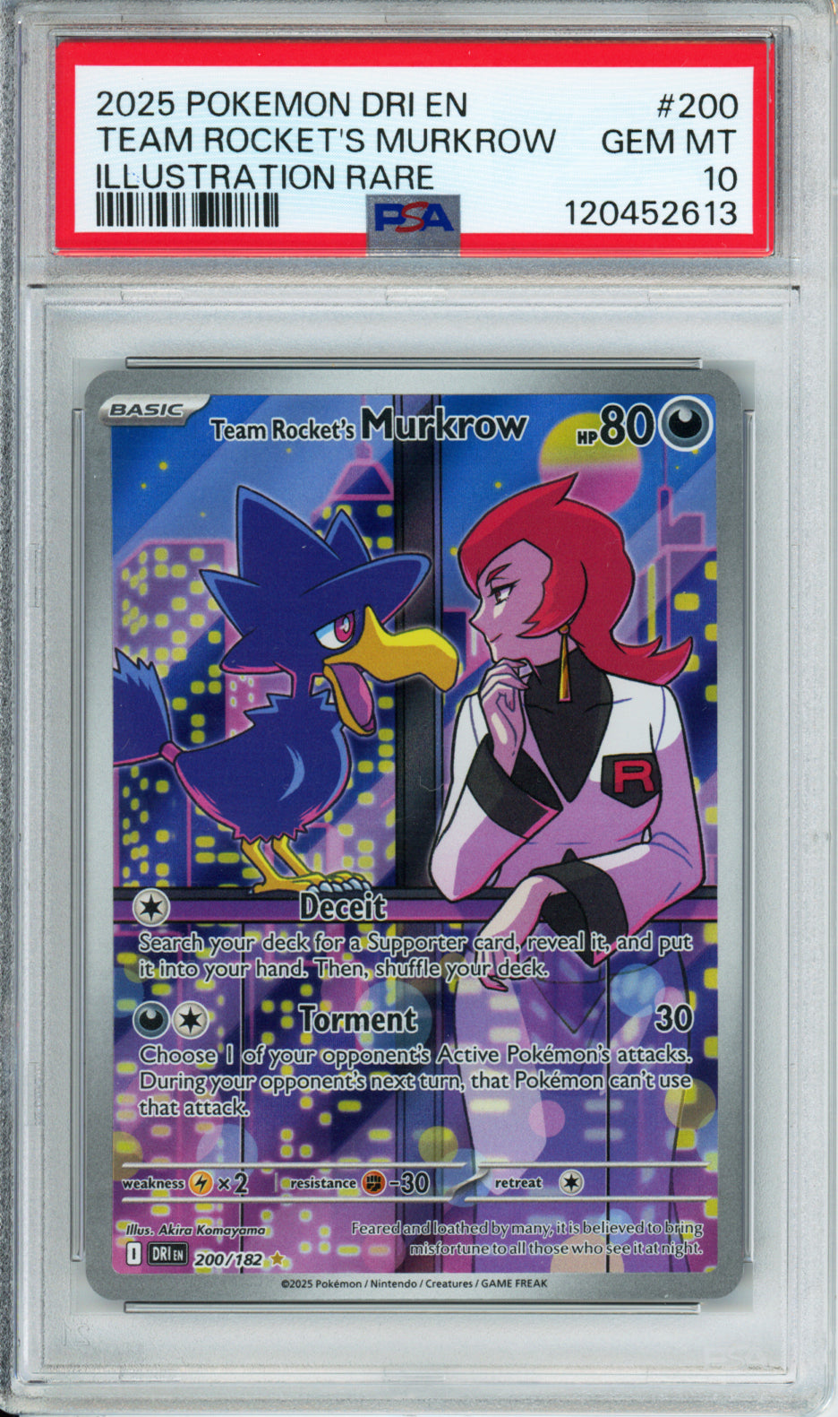 Team Rocket's Murkrow (Illustration Rare) - 2025 Destined Rivals - #200/182 - PSA10