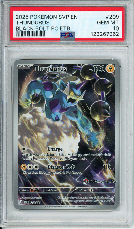 Thundurus - 2025 Black Star Promo - Black Bolt Pokemon Center ETB - #209 - PSA10