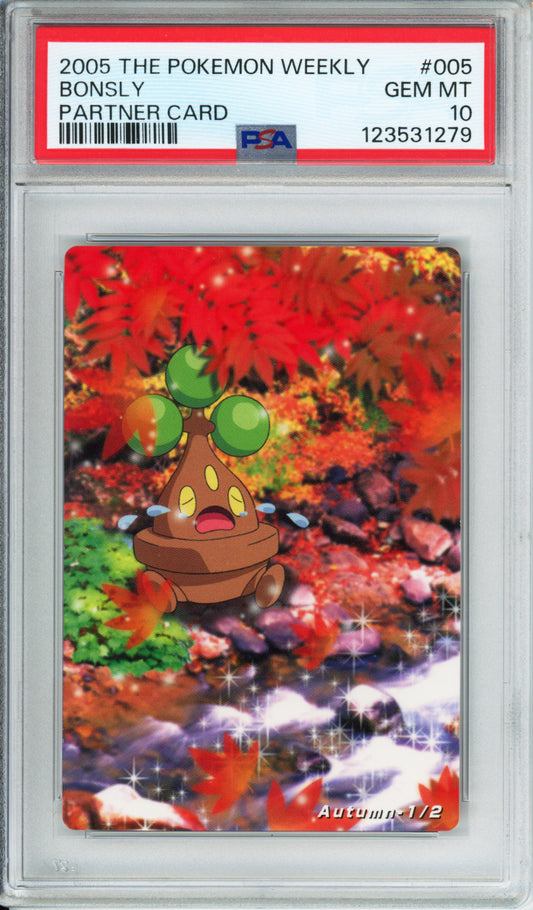 Bonsly - 2005 The Pokemon Weekly - Partner Card - Japanese - #005 - PSA10