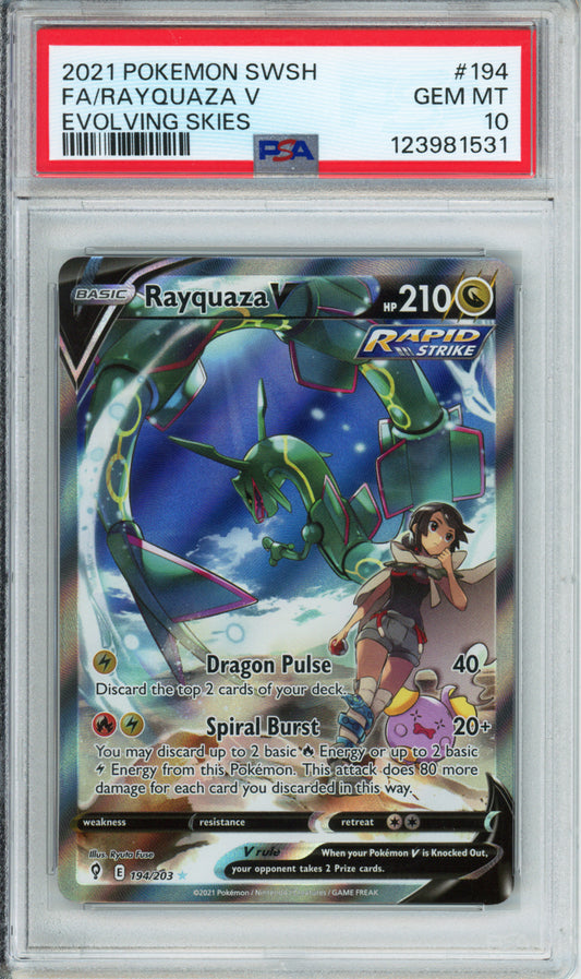 Rayquaza V (Full Art) - 2021 Evolving Skies - #194/203 - PSA10