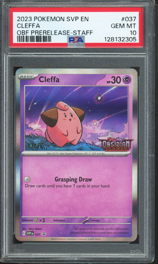 Cleffa (STAFF) - 2023 Pokemon Black Star Promos - Obsidian Flames Prerelease - #037 - PSA10