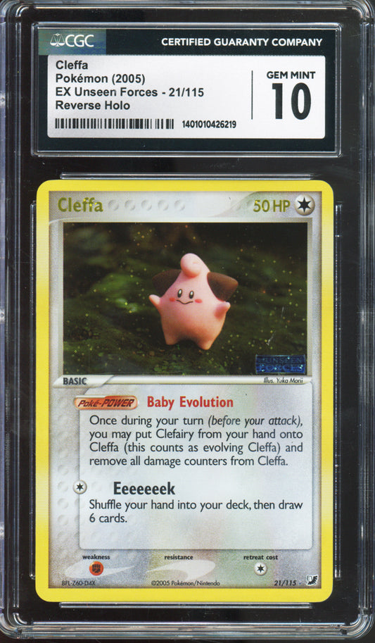 Cleffa (Reverse Holo) - 2005 Pokemon EX Unseen Forces - #21/115 - CGC10