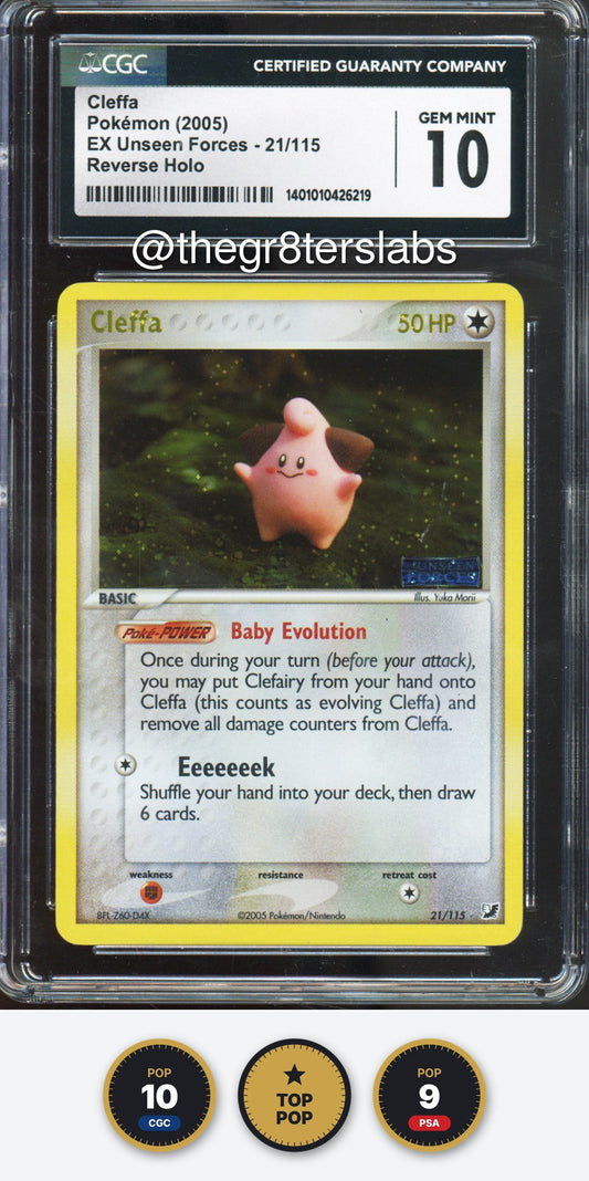 Cleffa (Reverse Holo) - 2005 Pokemon EX Unseen Forces - #21/115 - CGC10