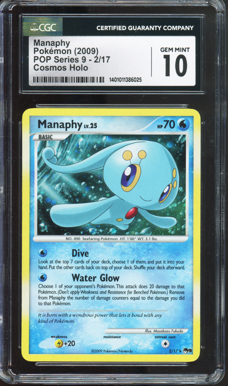 Manaphy (Cosmos Holo) - 2009 Pokemon POP Series 9 - #2/17 - CGC10
