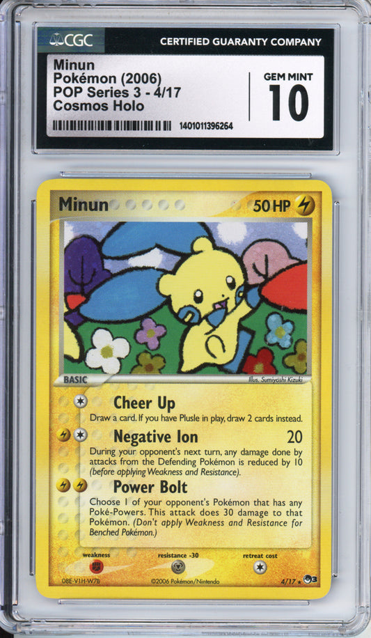 Minun (Cosmos Holo) - 2006 Pokemon POP Series 3 - #4/17 - CGC10