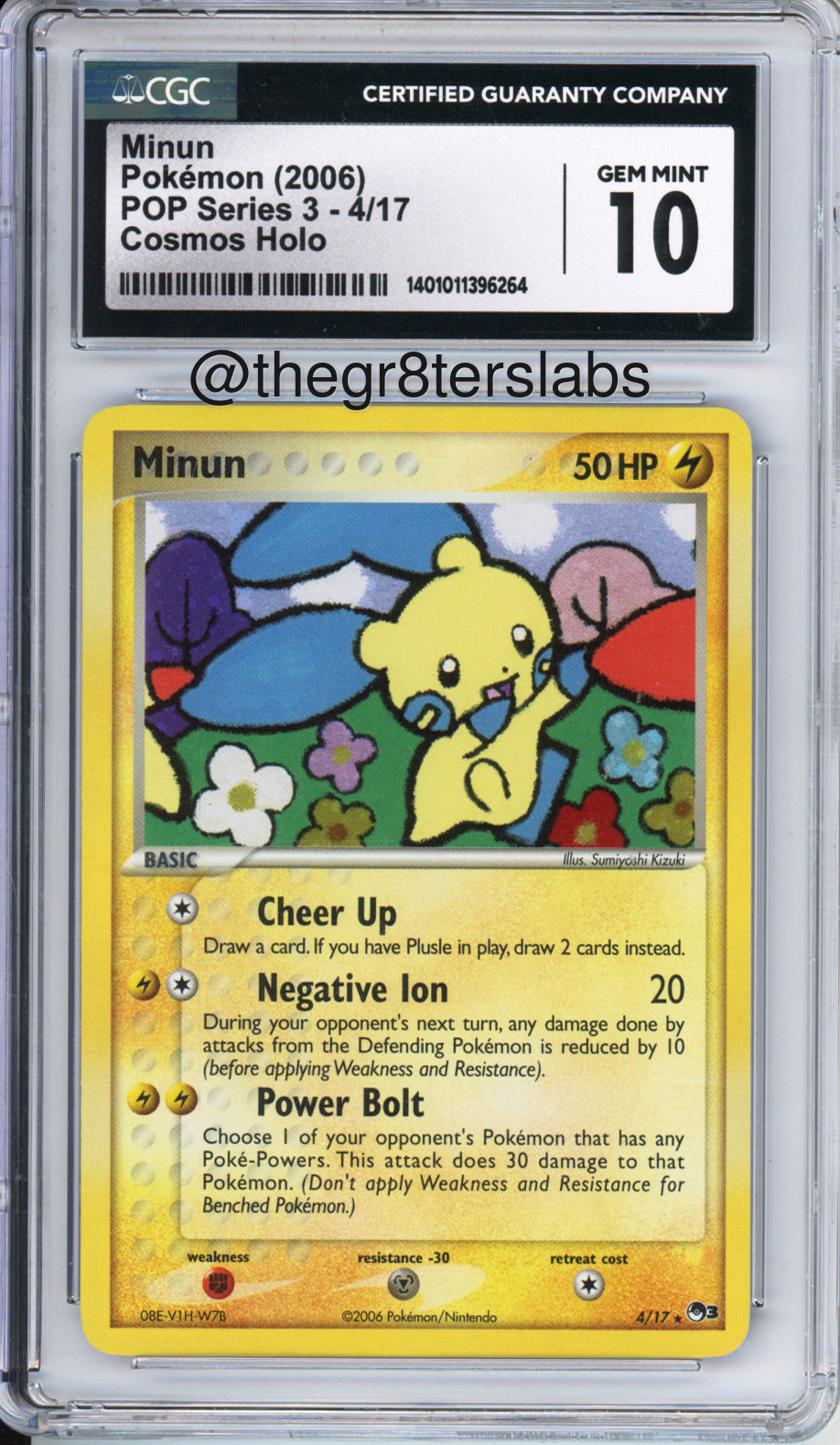 Minun (Cosmos Holo) - 2006 Pokemon POP Series 3 - #4/17 - CGC10 - front