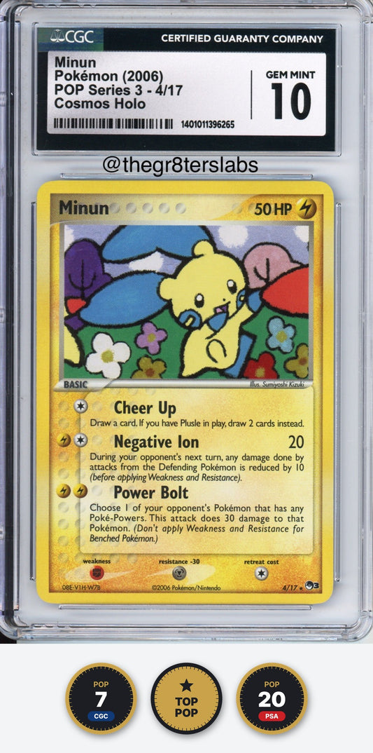 Minun (Cosmos Holo) - 2006 Pokemon POP Series 3 - #4/17 - CGC10