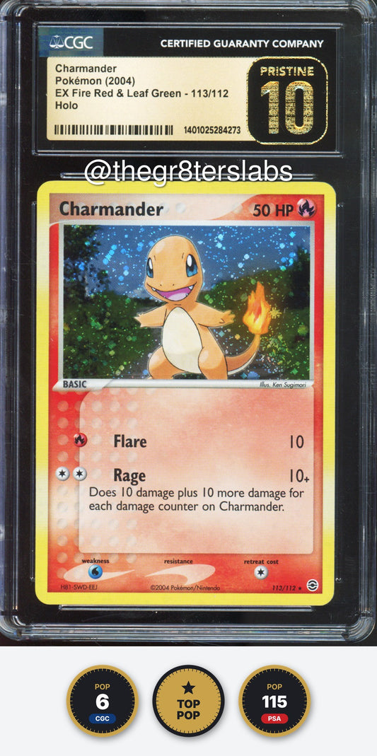 Charmander (Holo, Secret Rare) - 2004 Pokemon EX Fire Red & Leaf Green - #113/112 - CGCP10