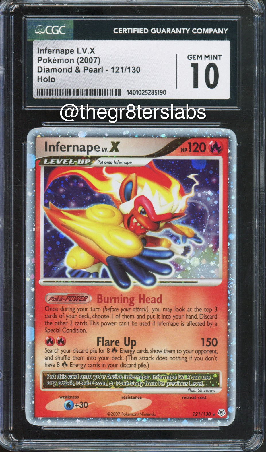 Infernape LV. X (Holo) - 2007 Pokemon Diamond & Pearl - #121/130 - CGC10 - front