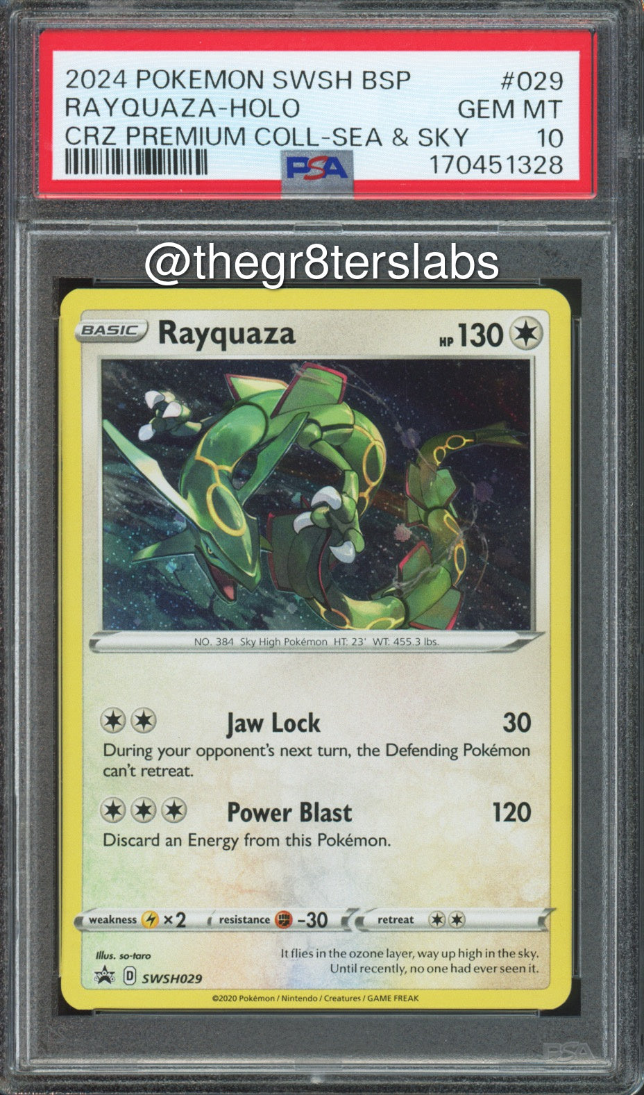 Rayquaza (Holo) - 2024 Pokemon Black Star Promos - Crown Zenith Premium Collection Sea & Sky - #SWSH029 - PSA10 - front