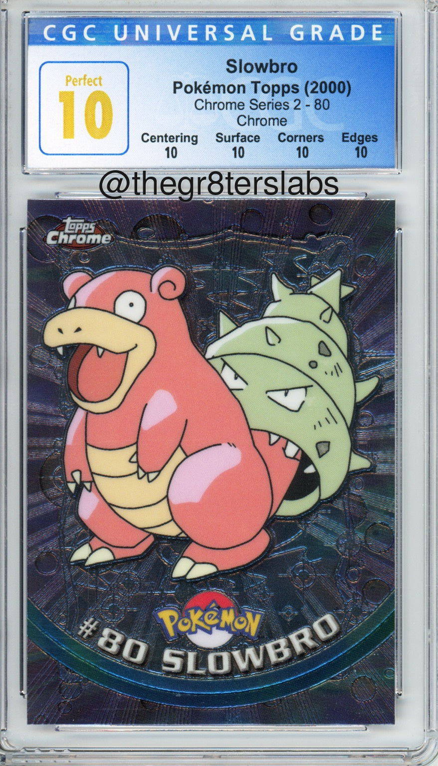 2000 Topps Chrome Pokemon Series 2 Slowbro #80 CGC 10 PERFECT - front