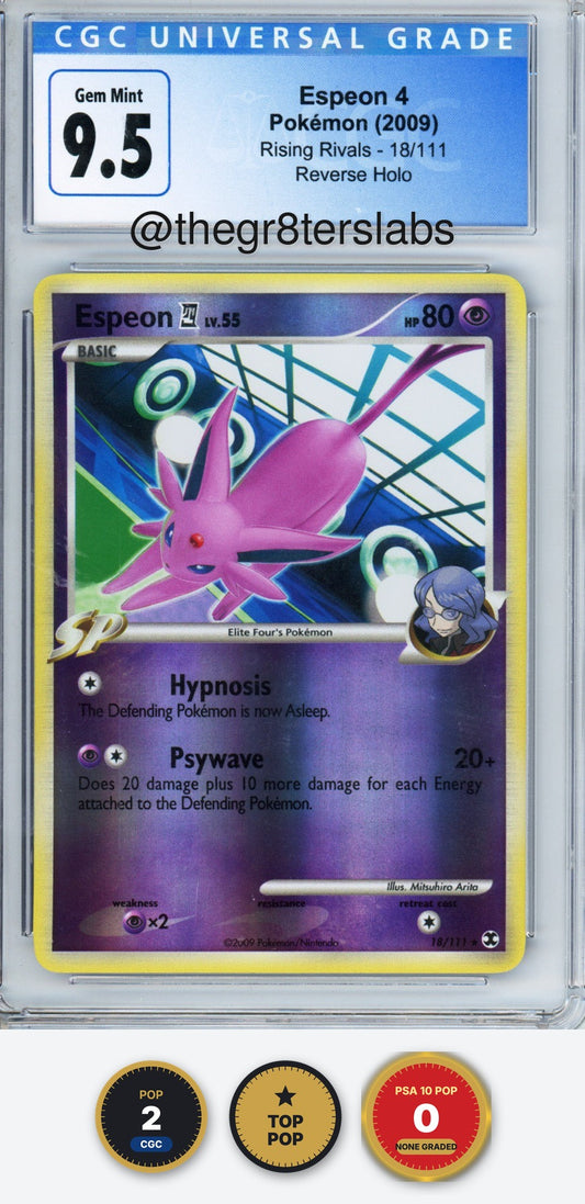 Espeon 4 (Reverse Holo) - 2009 Pokemon Rising Rivals - #18/111 - CGC9.5