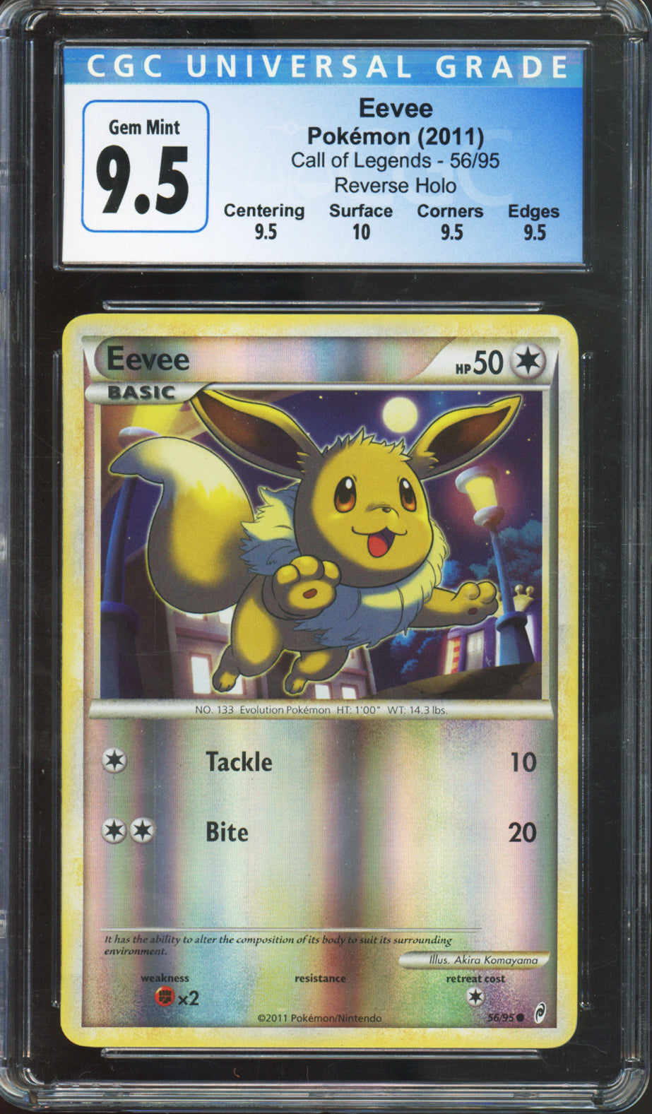 Eevee (Reverse Holo) - 2011 Pokemon Call of Legends - #56/95 - CGC9.5BL (CGC10)