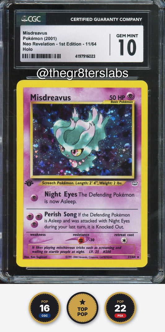 Misdreavus (Holo) - 2001 Pokemon Neo Revelation - 1st Edition - #11/64 - CGC10