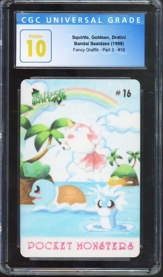 Squirtle/Goldeen/Dratini - 1998 Pokemon Bandai Sealdass - Fancy Graffiti - Part 2 - Japanese - #16 - CGCP10