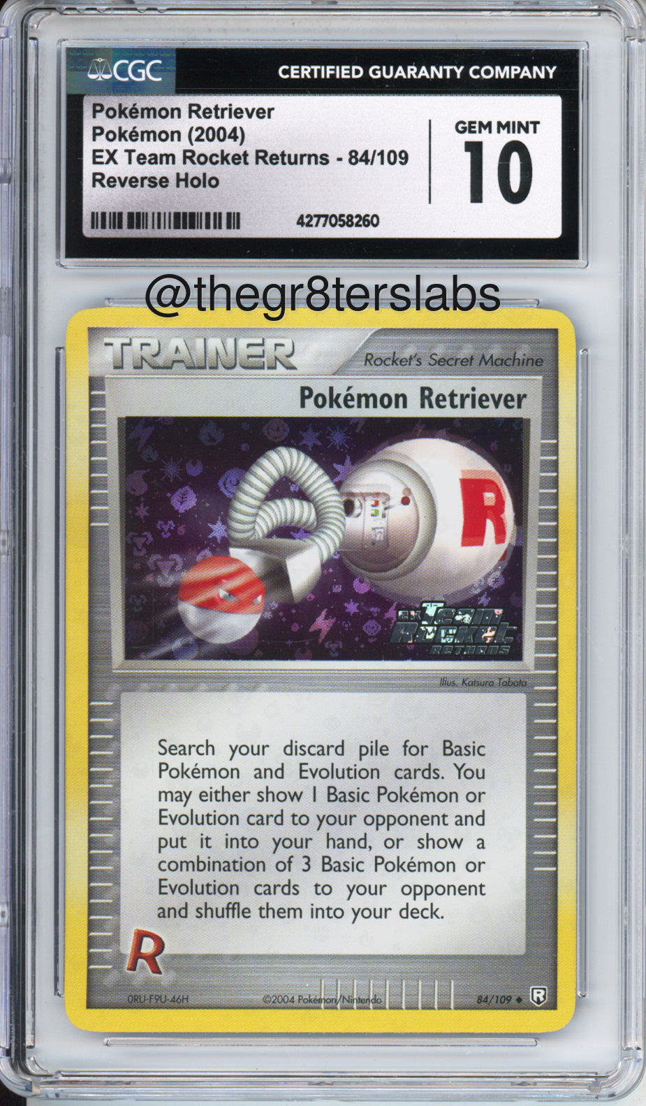 Pokemon Retriever (Reverse Holo) - 2004 Pokemon EX Team Rocket Returns - #84/109 - CGC10 - front