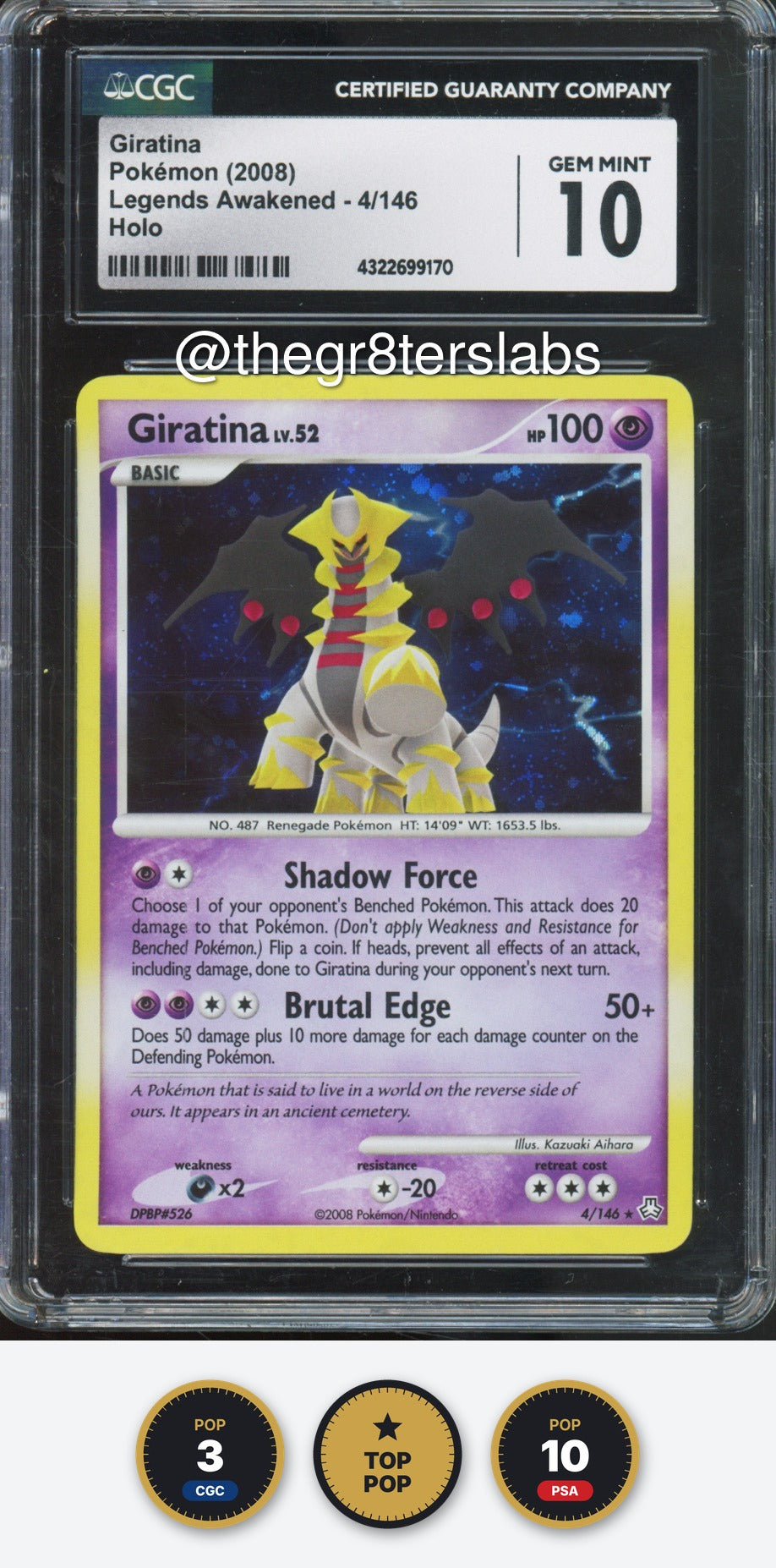 Giratina (Holo) - 2008 Pokemon Legends Awakened - #4/146 - CGC10
