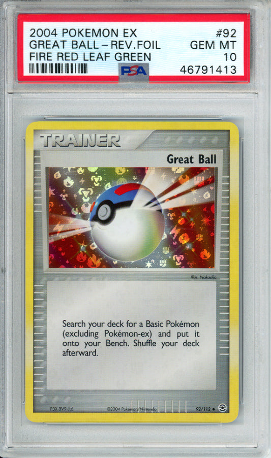 Great Ball (Reverse Foil) - 2004 EX Fire Red Leaf Green - #92/112 - PSA10