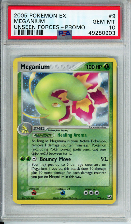 Meganium (Holo) - 2005 EX Unseen Forces - Promo - #9/115 - PSA10