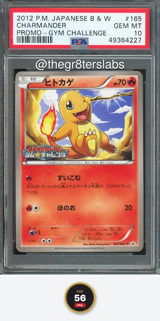 Charmander - 2012 Pokemon Promo - Gym Challenge - Japanese - #165/BW-P - PSA10