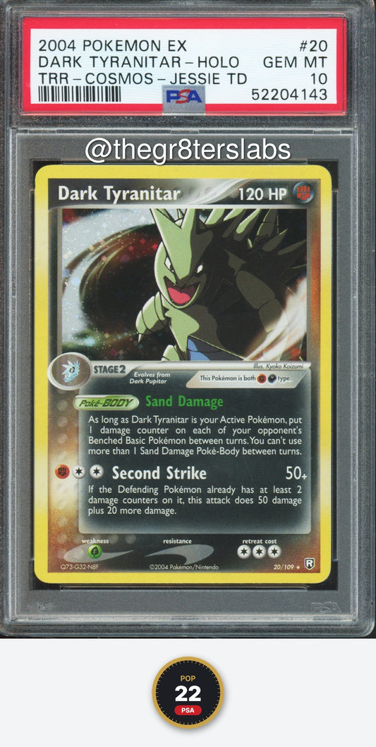 Dark Tyranitar (Cosmos Holo) - 2004 Pokemon EX Team Rocket Returns - Jessie Theme Deck - #20/109 - PSA10