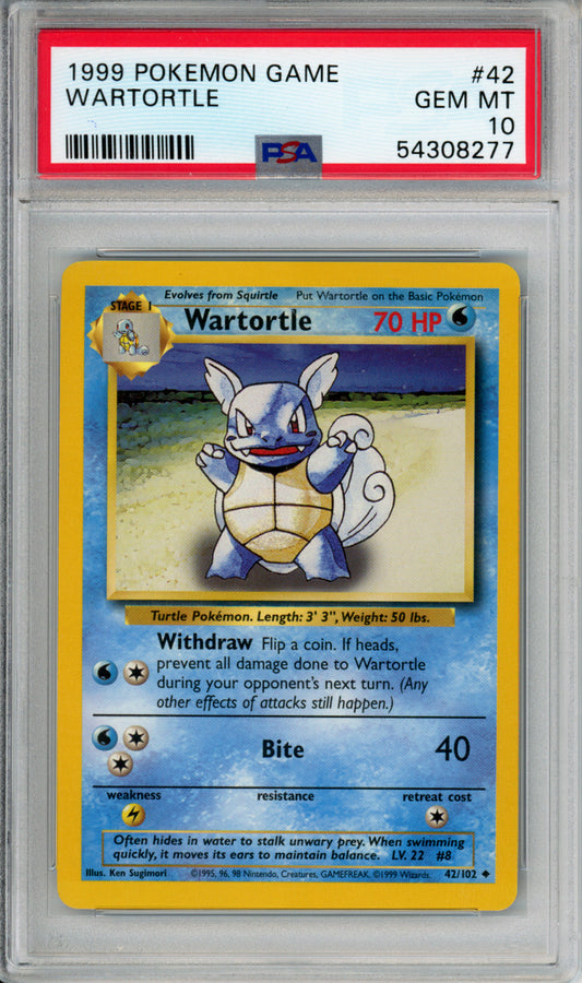 Wartortle - 1999 Base Set - Unlimited - #42/102 - PSA10