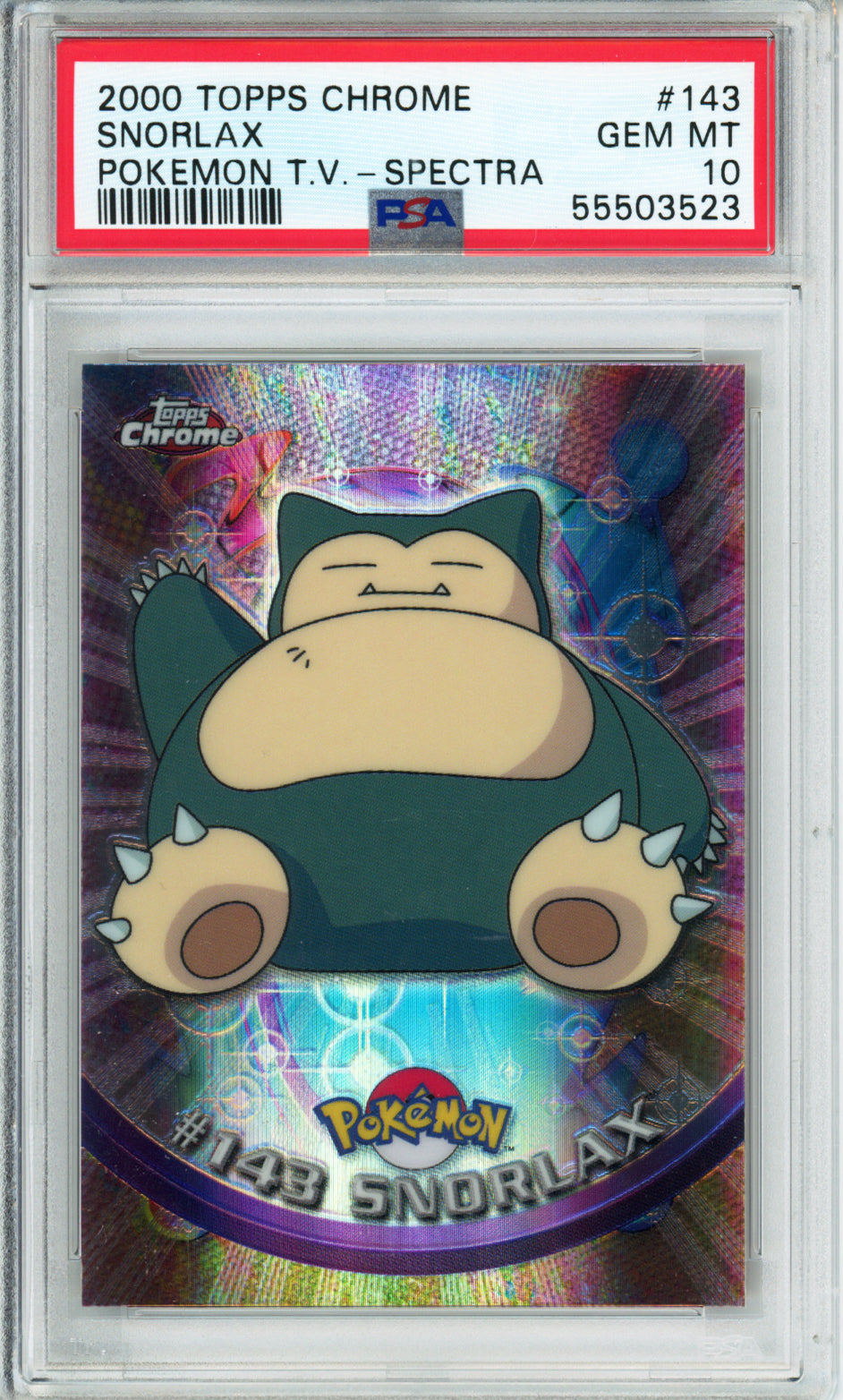 Snorlax (Spectra) - 2000 Topps Chrome - Pokemon TV - #143 - PSA10