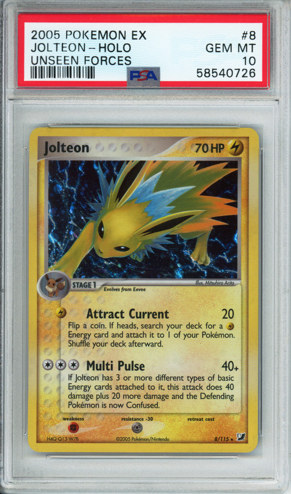Jolteon (Holo) - 2005 EX Unseen Forces - #8/115 - PSA10